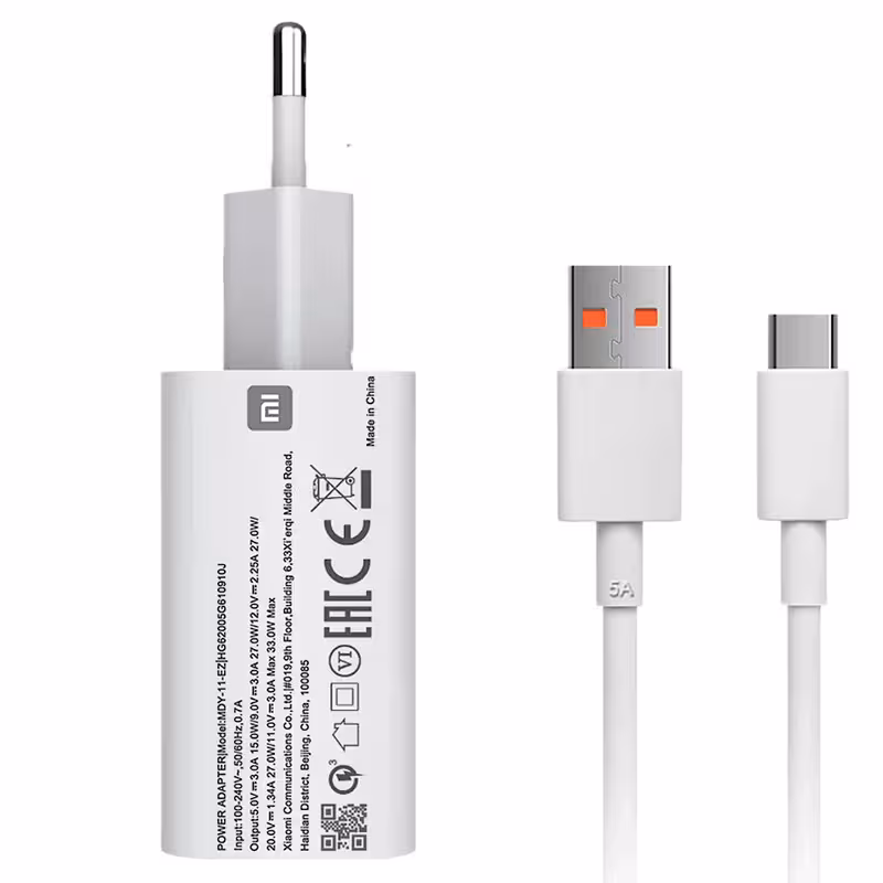 شارژر دیواری شیائومی مدل 2in1 33w به همراه کابل تبدیل USB-c | کالا مکس