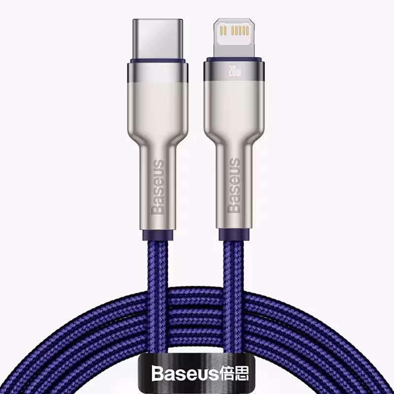 کابل تبدیل USB-C به لایتنینگ باسئوس مدل Metal Data 20W طول 1 متر
