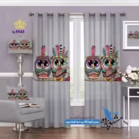 پرده پانچ کودکانه طرح جغدهای سرخپوست کد s-5943