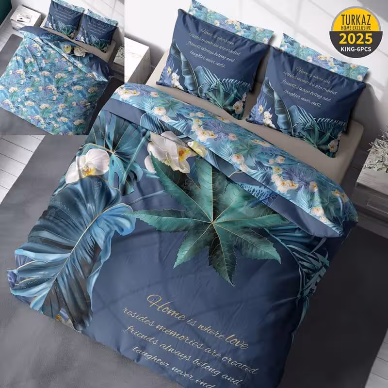 سرویس روتختی طرح تروپیکال برند Turkaz دو نفره کد 2025