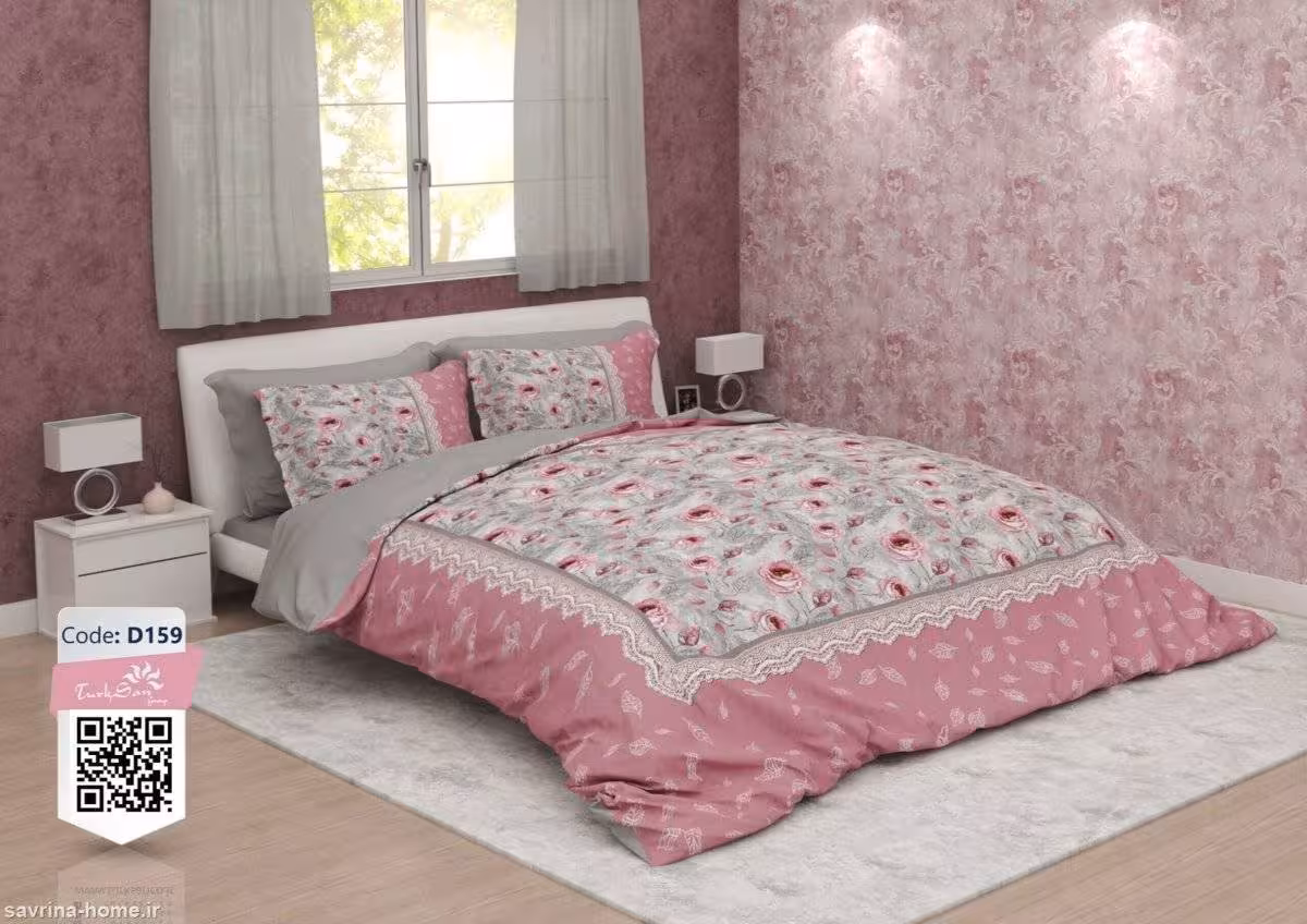 روتختی دو نفره طرح گل رز برند ترکسان کد D159