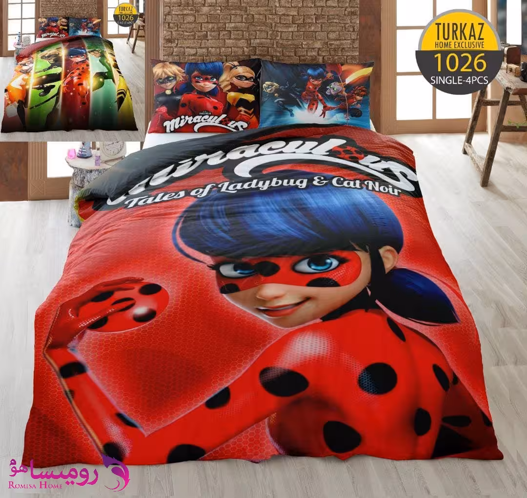 قیمت و خرید سرویس روتختی طرح دختر کفشدوزکی یک نفره برند Turkaz کد 1026