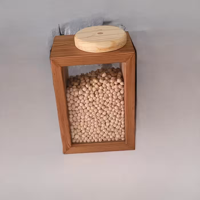 ظرف چوبی  حبوبات بادرب مگنتی  ابعاد 15در 11 در 22 سانت با چوب ترمو 