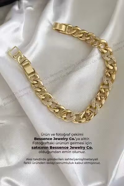 دستبند براق با سنگ زیرکون 17 سانتی‌متر - 12100