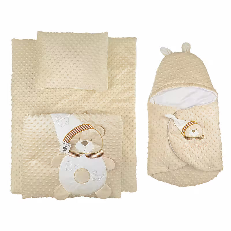 سرویس خواب نوزادی مدل خرس برجسته مخمل مجموعه 4 عددی