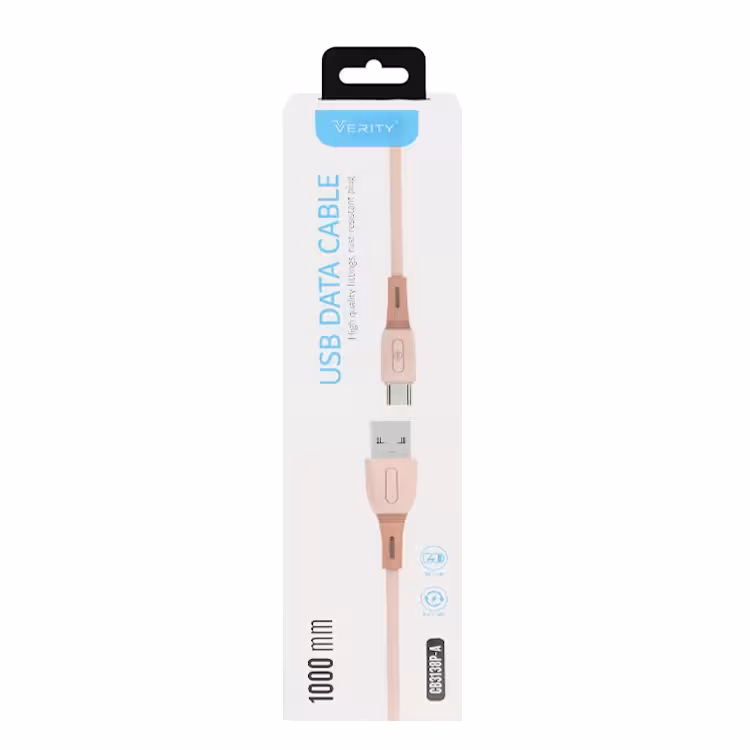 کابل دیتا و شارژ اندروید VERITY مدل 3138 صورتی