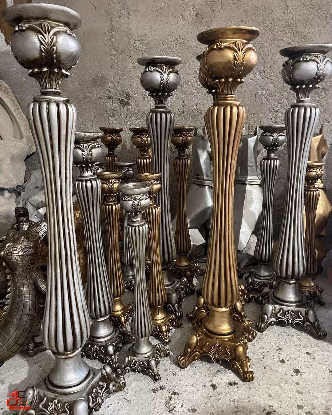 شمعدان کنارسالنی سه سایزی سلطنتی