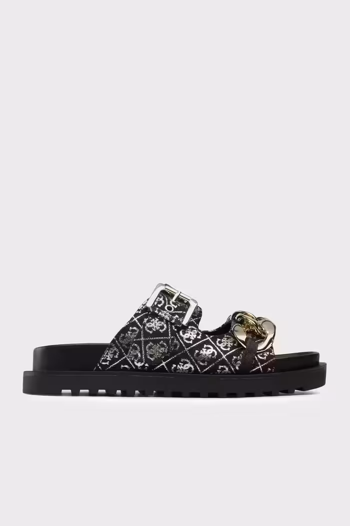 کفش صندل زنانه پاپوش لوگو پاپوش مشکی پل – 6499