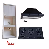 ست هود مخفی اجاق گاز رومیزی سینک گرانیتی شیرآلات مدل f86