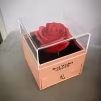 جعبه جواهرات کشویی صورتی وارداتی با رز جاودان