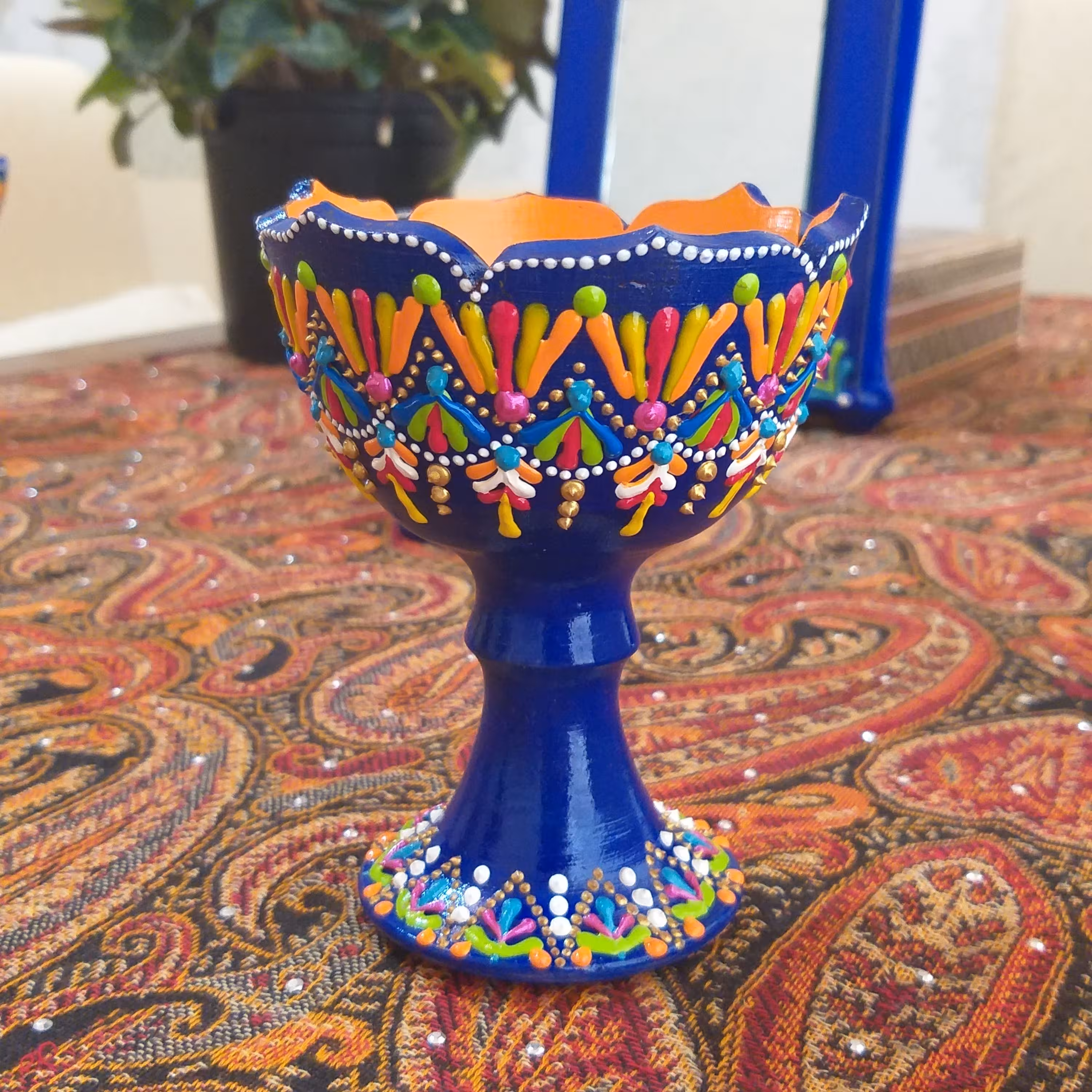 هفت سین مدل جام  نقطه کوبی شده سفالی ضد آب