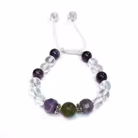 دستبند سنگ کریستال، آمیتیست و یشم کد 310023