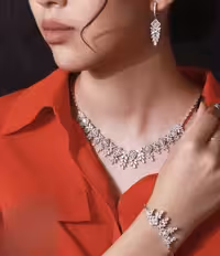 سرویس نقره جواهری زنانه کد 60418