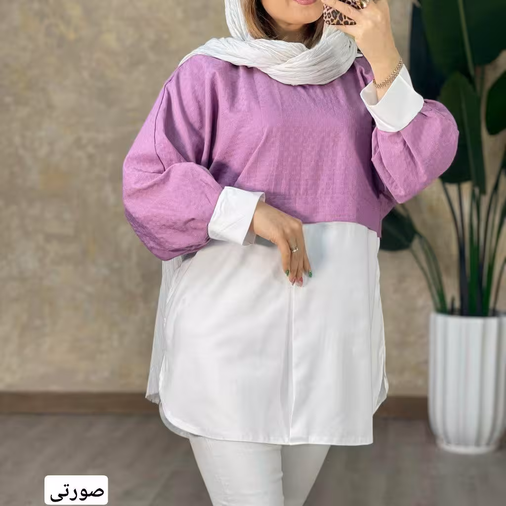 شومیز دو رنگ جنس ژاکارد و داکرون