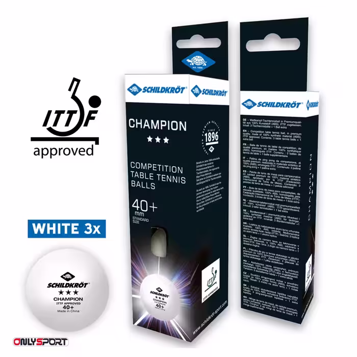توپ پینگ پنگ 3 عددی 3 ستاره Donic Schildkort Champion ITTF سفید (اقساط)
