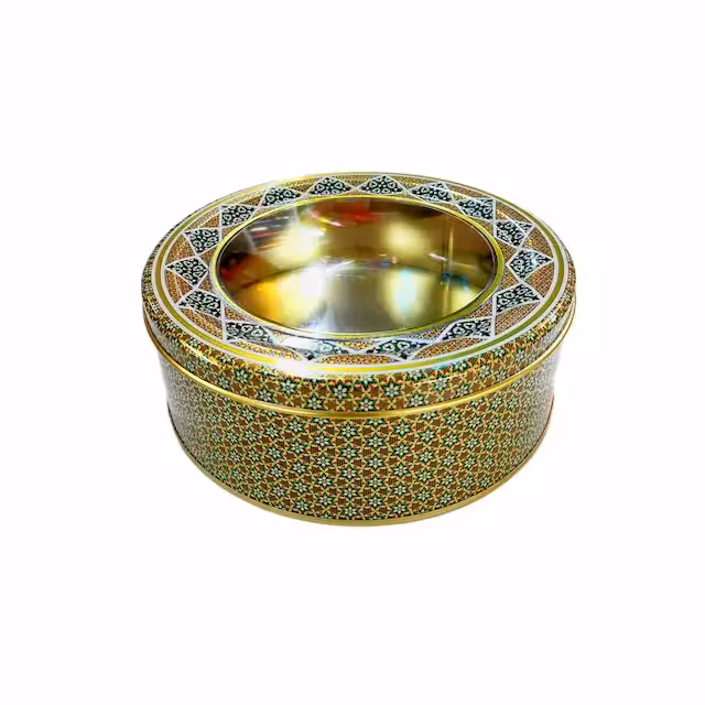 جعبه فلزی طرح خاتم قطر17 در 5 سانت