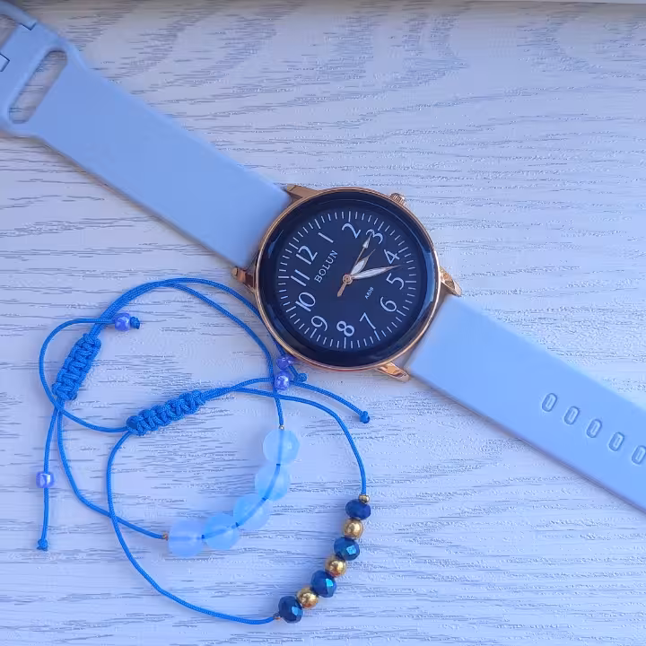 ست ساعت و دستبند دخترونه رنگی