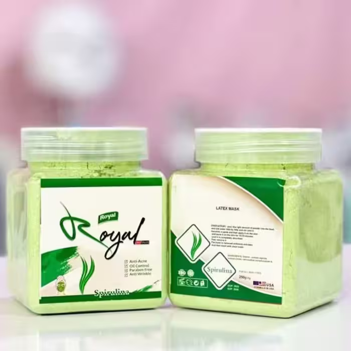 ماسک لاتکسی لایه بردار پوست عصاره جلبک اسپیرولینا برند رویال ROYALحجم 250 گرم
