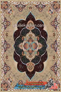 فرش 1000 شانه طرح پانیذ زمینه بادامی کاشان