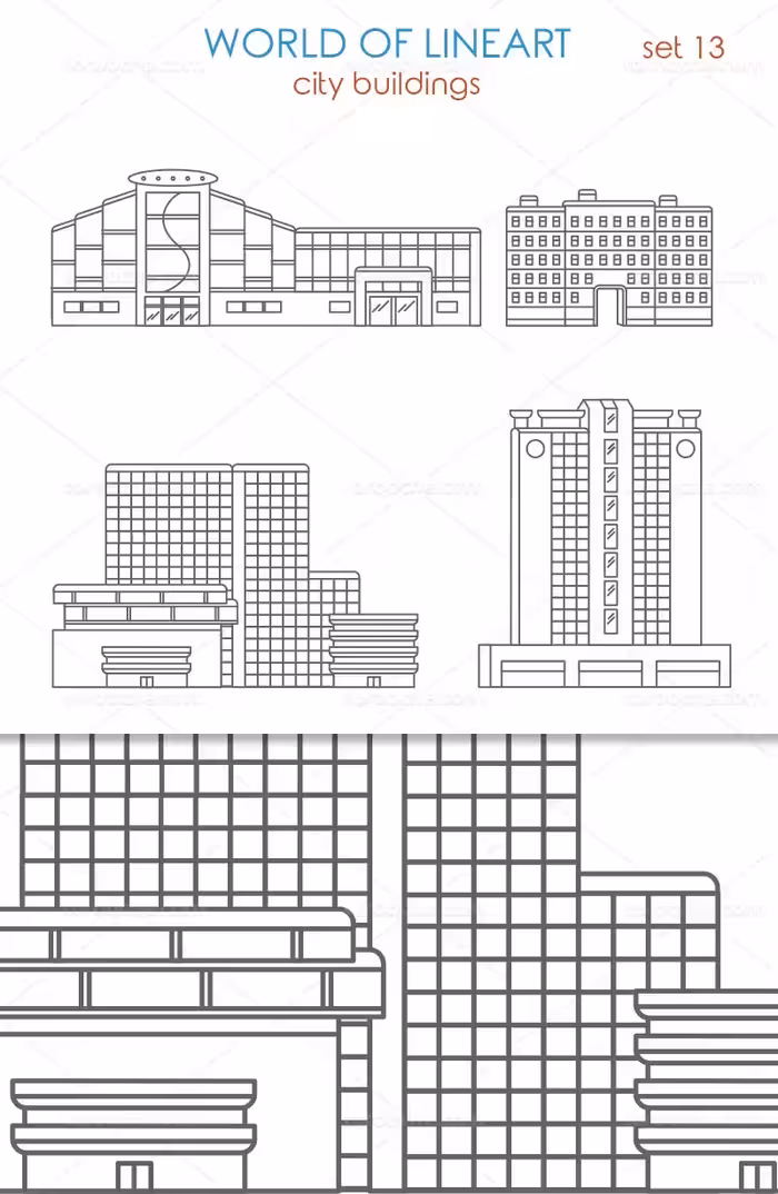 وکتور ساختمان های اداری | گرافیک با طعم تربچه