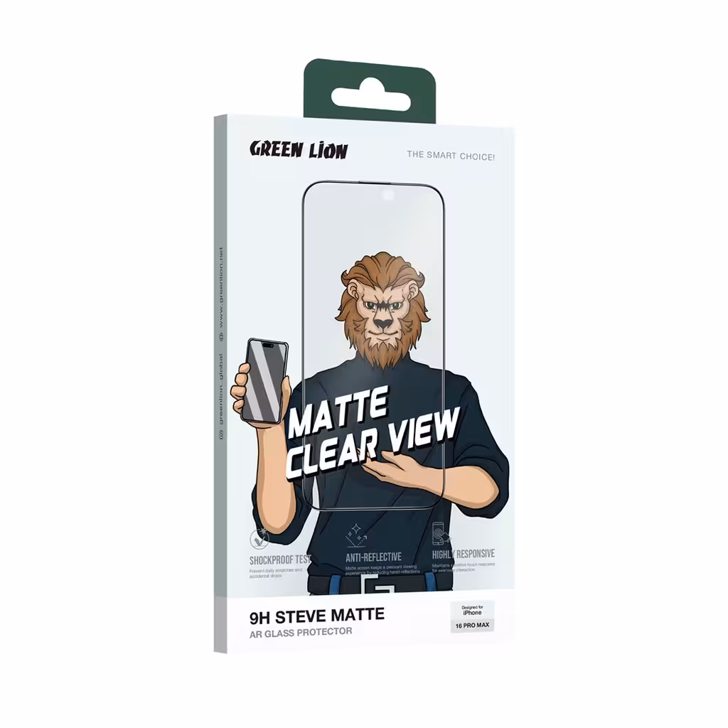 محافظ صفحه نمایش GREEN مدل LiON 9H Steve مناسب iPhone 16Pro