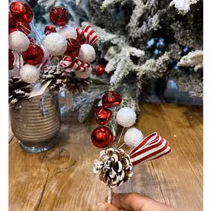 شاخه گوی قرمز سفید و زنگوله کد 140-13