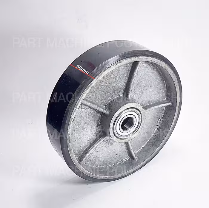 چرخ بزرگ حركت جک پالت 5*20 سانتی مشکی از جنس پلی يوريتان با بلبرينگ 6204