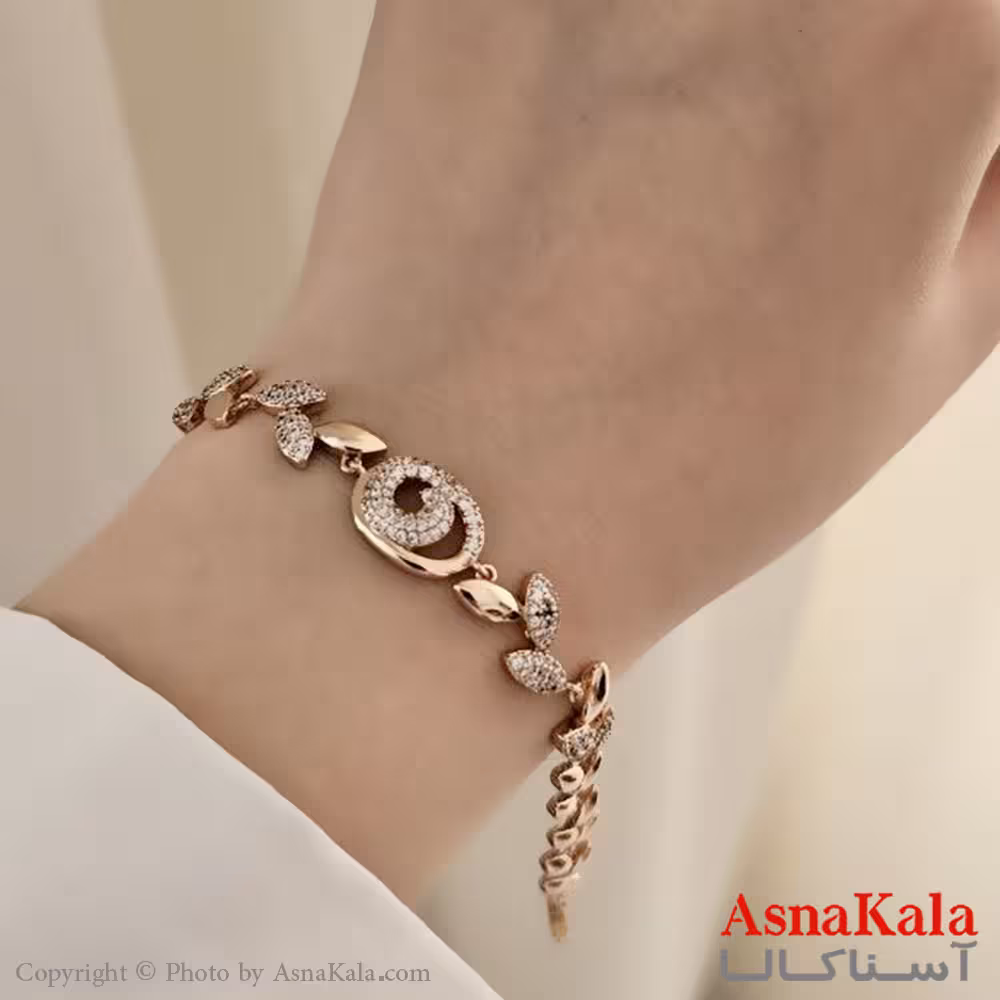 دستبند مدل  مارپیچ و برگ نگینی برند ژوپینگ Xuping کد DSB18488W