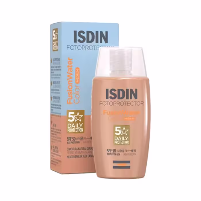ضد آفتاب فیوژن واتر رنگی ایزدین ISDIN FUSION WATER COLOR MEDIUM SPF 50 UVB-UAV- PA    HE–VL