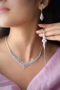 سرویس نقره جواهری زنانه کد 60694