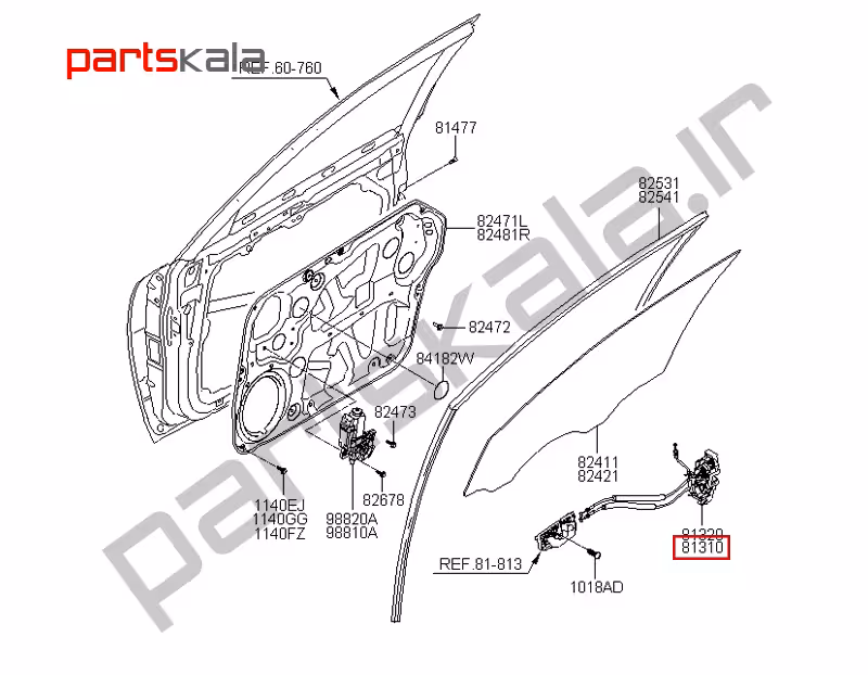 قفل درب جلوچپ سوناتا NF
