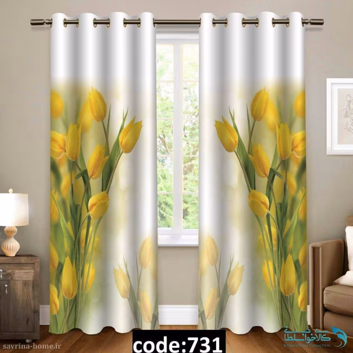 پرده پانچی طرح لاله زرد مدل Sh-731