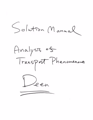 خرید و دانلود نسخه کامل کتاب Analysis of Transport Phenomena : Solution Manual