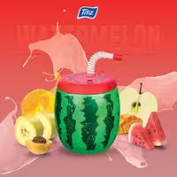 لیوان اسموتی پلاستیکی سایز بزرگ طرح هندوانه مدل Watermelon Cup برند تیتیز پلاستیک ترکیه حجم 900ml