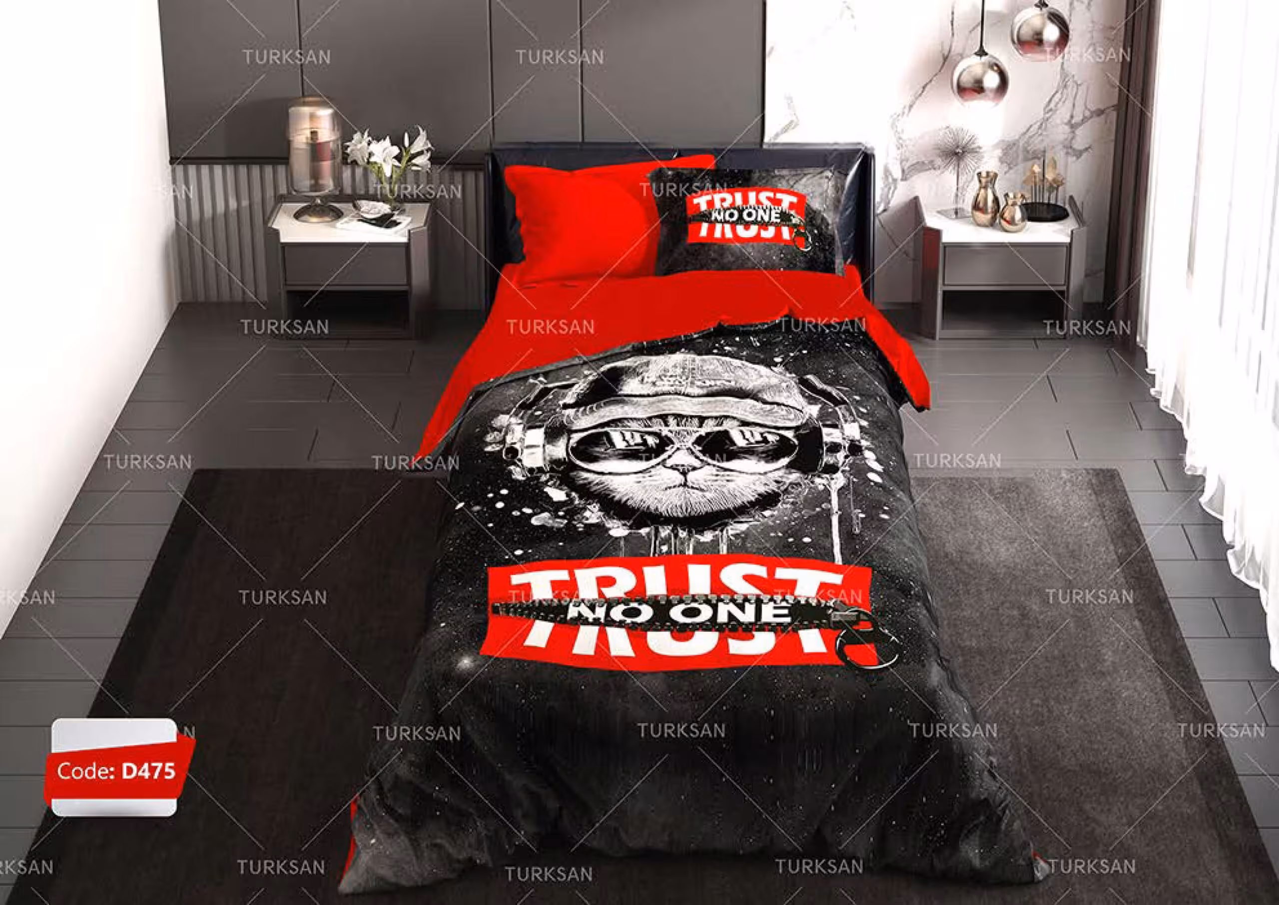 قیمت و خرید سرویس روتختی طرح گربه یک نفره برند ترکسان کد d475