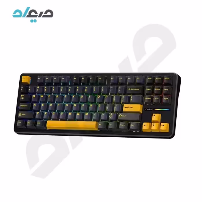 کیبورد گیمینگ مکانیکال آئولا مدل F87 Gray wood switch V3