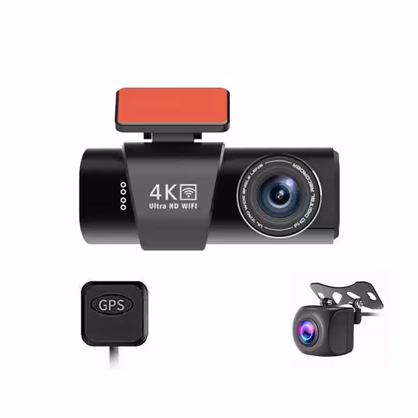 دوربین ثبت وقایع خودرو 2 دوربین مدل OK309-4K WiFi-GPS با GPS اکسترنال - ایپکی