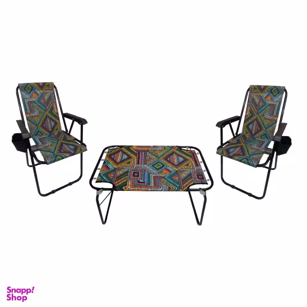 میز و صندلی تاشو سفری مدل سرخ پوستی مجموعه 3 عددی