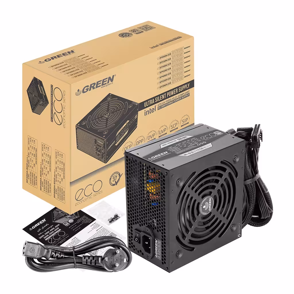 منبع تغذیه کامپیوتر گرین مدل GREEN GP550A-ECO Rev3.1
