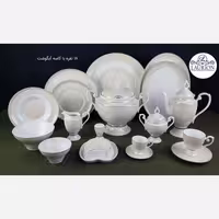 سرویس چینی 128 پارچه لورین مدل آدینا طلایی 18 نفره