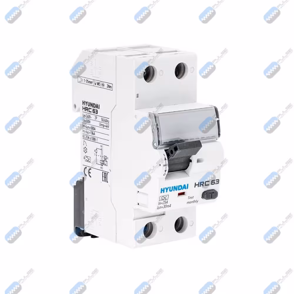 کلید 63 آمپر محافظ جان هیوندای تک پل نول سری HRC_رنج جریان نشتی 30mA