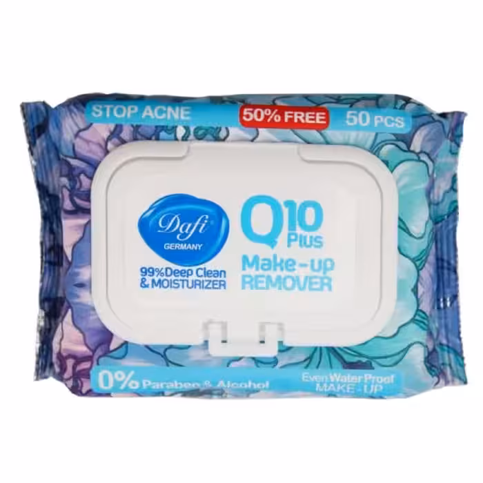 دستمال مرطوب آرایشی دافی مدل Stop Acne حاوی Q10 طرح گل 50 عددی6