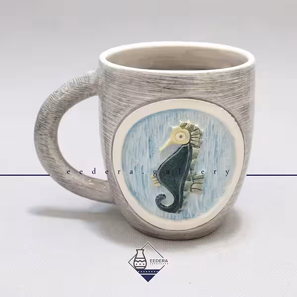 ماگ دستساز برجسته طرح اسب دریایی