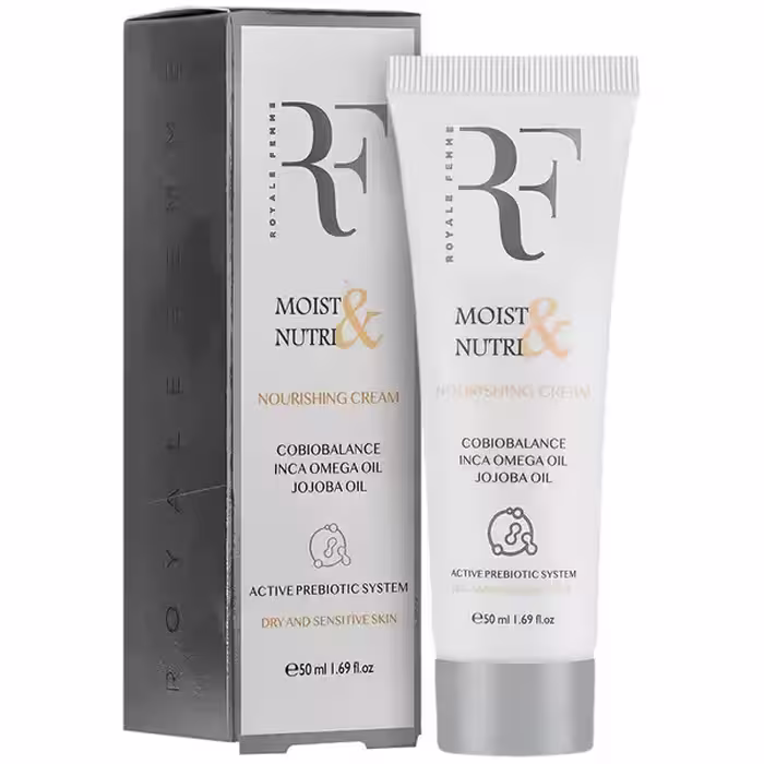 کرم مرطوب کننده وتغذیه کننده پوست خشک حساس تیوپی رویال فم (RF) 50 میلی لیتر | RF Hydrating Moisturizer Cream for Dry and Sensitive Skin 50ml