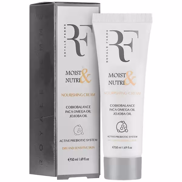 کرم مرطوب کننده وتغذیه کننده پوست خشک حساس تیوپی رویال فم (RF) 50 میلی لیتر | RF Hydrating Moisturizer Cream for Dry and Sensitive Skin 50ml
