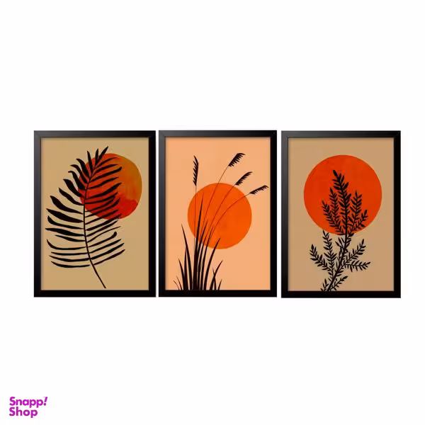 تابلو مدل مینیمال ماه و برگ کد MMB01 مجموعه 3 عددی