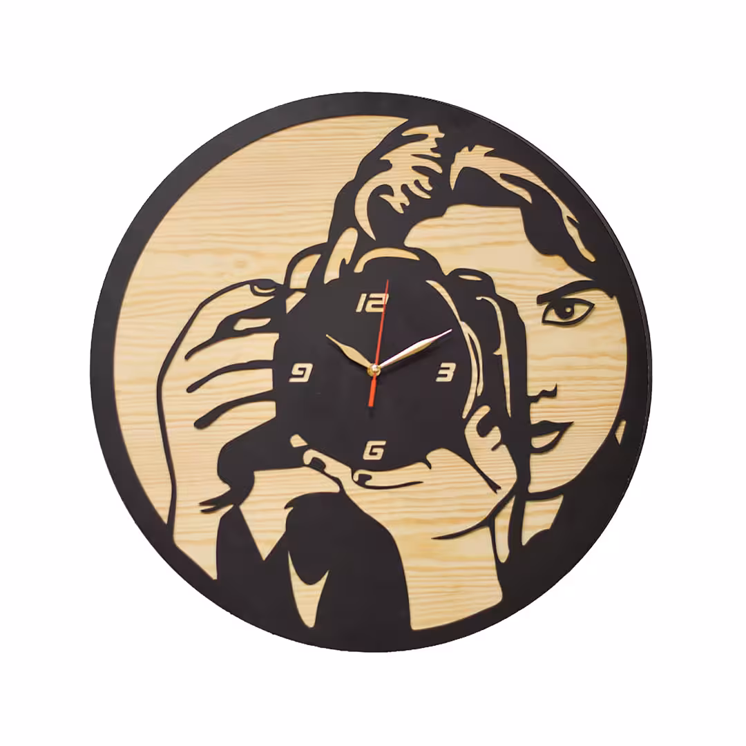 ساعت صورت طرح چوب