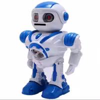 ربات جنگجوی فضایی موزیکال با قابلیت پرتاب دیسک از دهان رنگ آبی