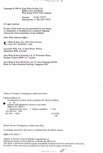 خرید و دانلود نسخه کامل کتاب Fundamentals of Laser Diode Amplifiers