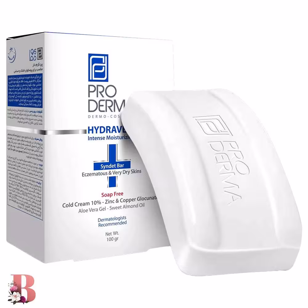 پن مرطوب کننده پوست خشک پرودرما مدل HYDRAVEST  حجم 100 گرم | ProDerma Syndet Bar Hydravest Cold Cream 10% For Eczematous & Very Dry Skin 100 mg